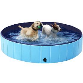 Collapsible Pet Pool Wash Tub for Cats and Dogs, Blue, XL, 55.1"