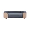 Scandinavian style Elevated Dog Bed Pet Sofa With Solid Wood legs and Bent Wood Back, Velvet Cushion,Large Size