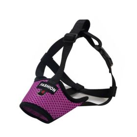 Dog Muzzle,Soft Nylon Muzzle Anti Biting Barking Chewing,Air Mesh Breathable Drinkable Adjustable Loop Pets Muzzle (Color: purple, Size: M)