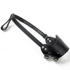 Dog Muzzle Leather, Comfort Secure Anti-Barking Muzzles for Dog, Breathable and Adjustable (Color: black, Size: L)