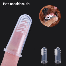 10pcs Transparent Soft Pet Finger Toothbrush Teddy Mini Portable Brush Bad Breath Tartar Tool Cleaning Dog Hair Cleaning Pet Supplies (Color: Transparent, Size: 10pcs)