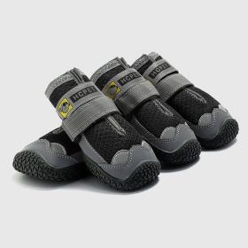 Pet Non-Skid Booties, Waterproof Socks Breathable Non-Slip with 3m Reflective Adjustable Strap Small to Large Size (4PCS/Set) Paw Protector (Color: black, Size: XL)