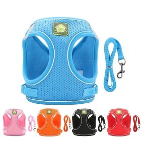 Reflective Pet Harness And Leash Set For Dog & Cat; No Pull Dog Vest Harness With Breathable Mesh (Color: Red, Size: S)