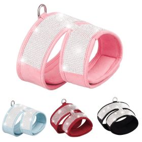 Pet Harness For Dog & Cat; Rhinestone Soft Cat Harness; Soft Dog Vest Harness For Outdoor Walking (Color: Light Blue, Size: M)