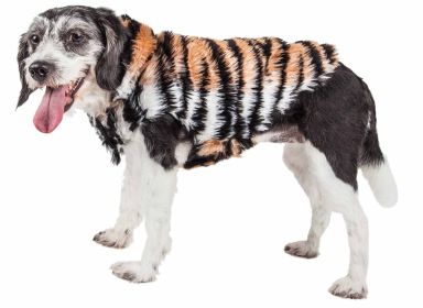 Pet Life Luxe 'Tigerbone' Glamourous Tiger Patterned Mink Fur Dog Coat Jacket (Size: Large)