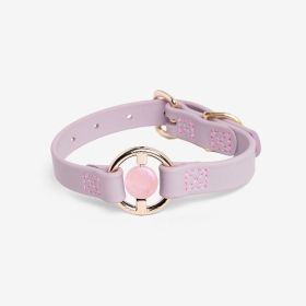 Luxury Spill-Proof Dog Collar Embedded with Healing Crystal (Color: Lilac Haze, Size: Large)