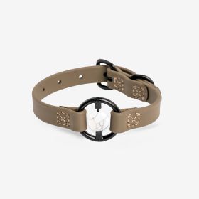 Luxury Spill-Proof Dog Collar Embedded with Healing Crystal (Color: Martini Olive, Size: Medium)