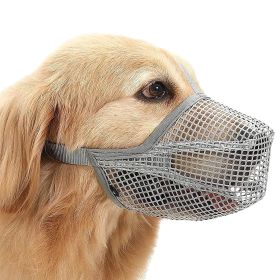 Pet Muzzle Mask Soft Mesh Muzzle Adjustable Dog Mouth Cover with Breathable Mesh Adjustable Neck Forehead Strap (Color: Grey, Size: S)