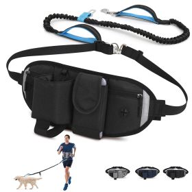 Hands Free Dog Leash with Waist Bag for Walking Small Medium Large Dogs;  Reflective Bungee Leash with Car Seatbelt Buckle and Dual Padded Handles;  A (Color: black, Leash: 1 dog)