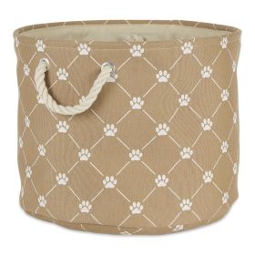 Multipurpose Pet Storage Bin Round Medium with Printing (Color: Taupe, Size: 12x15x15 inch)