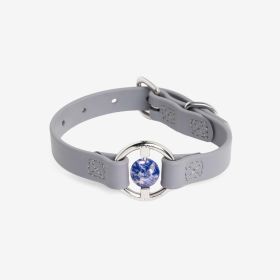 Luxury Spill-Proof Dog Collar Embedded with Healing Crystal (Color: Sea Lavender, Size: Small)