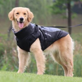 Dog Winter Jacket dog warm clothes thickened dog Punching jacket pet cotton clothes Reflective dog clothes (Color: Sky Blue, Size: 5XL (30-37.5kg))