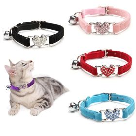 Pet Collar Adjustable Soft Collar With Bell For Dogs Kitten Cats (Color: Lake Blue, Size: one-size)