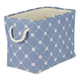 Multipurpose Pet Storage Bin Rectangle Medium with Printing (Color: Stonewash Blue, Size: 16x10x12 inch)