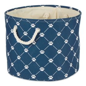 Multipurpose Pet Storage Bin Round Medium with Printing (Color: Navy, Size: 12x15x15 inch)
