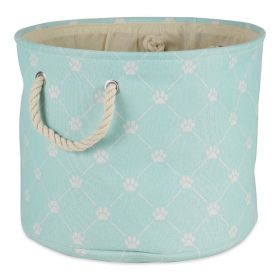 Multipurpose Pet Storage Bin Round Medium with Printing (Color: Light Aqua, Size: 12x15x15 inch)