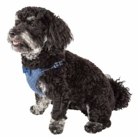 Pet Life 'Flam-Bowyant' Mesh Reversible And Breathable Adjustable Dog Harness W/ Designer Bowtie (Color: Navy, Size: X-Small)