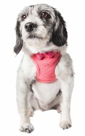 Pet Life 'Flam-Bowyant' Mesh Reversible And Breathable Adjustable Dog Harness W/ Designer Bowtie (Color: pink, Size: Medium)