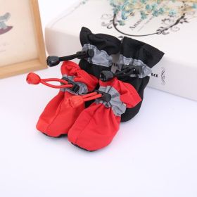 4pcs Dog Shoes; Large Pet Waterproof Chihuahua Anti-slip Boots Puppy Cat Socks Botas S/M/L/XL (Color: Red, Size: XS)