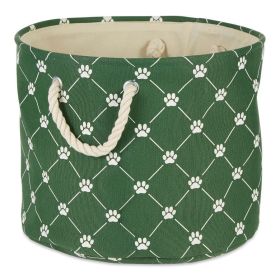 Multipurpose Pet Storage Bin Round Medium with Printing (Color: Green, Size: 12x15x15 inch)